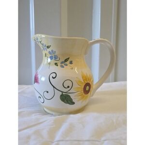 FTD Floral Painted Design Ceramic Pitcher Vase Vintage‎